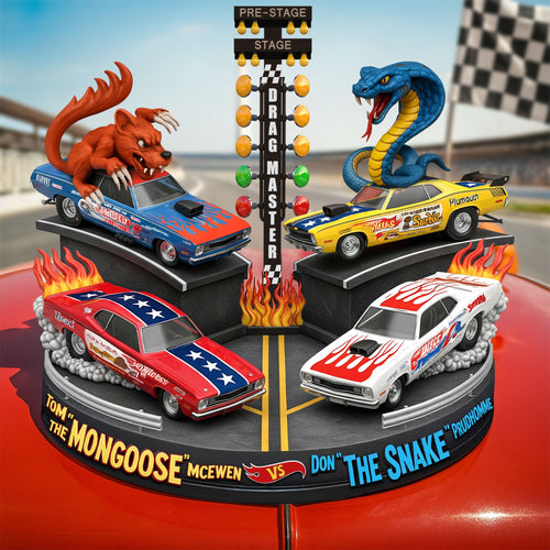 Ignite the Race: Festive Burnout Showdown – Custom Drag Racing Gifts for Gearheads Shaped Plaques PopCulturePrints