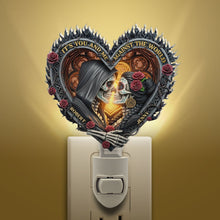 Load image into Gallery viewer, “It's You and Me Against the World” - Personalized Skull Couple Night Light - Custom Gift for Couples, Lovers, and Special Occasions Night Lights PopCulturePrints
