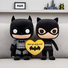 Load image into Gallery viewer, "Every Bat Needs a Cat" - Unique Shadow Couples Shaped Pillow - Personalized Gift for Couples and Loved Ones Pillow PopCulturePrints

