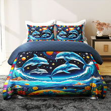 Load image into Gallery viewer, Vibrant Dolphin Lover Quilt Bed Set - Perfect Gift for Ocean Enthusiasts Blanket PopCulturePrints
