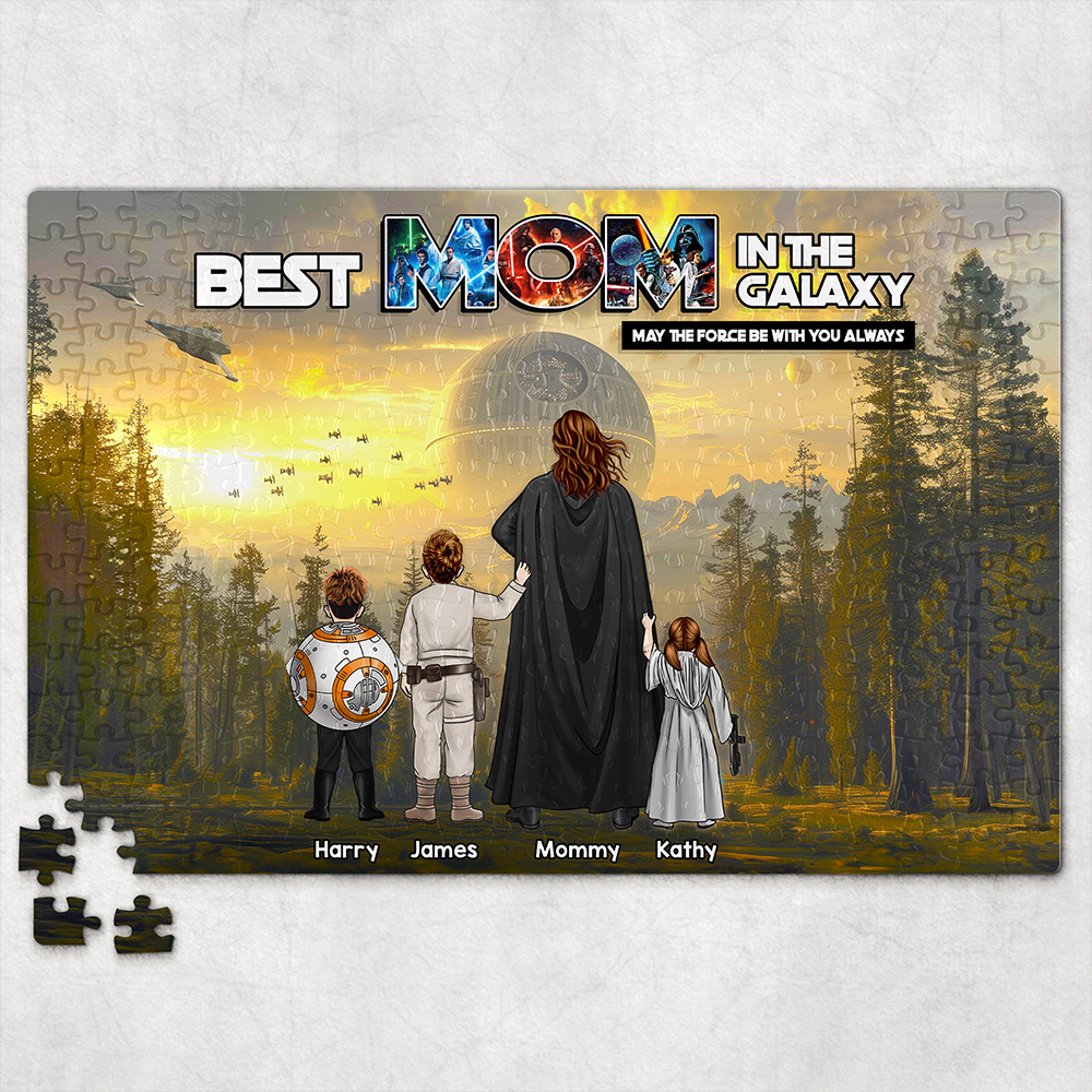 Best Mom in the Galaxy Jigsaw Puzzle - Personalized Gift for Mom and Grandma Jigsaw Puzzles PopCulturePrints