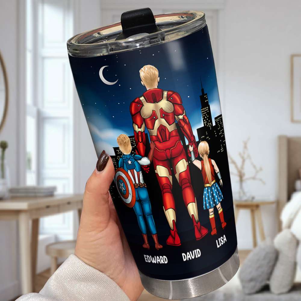 Personalized Hero Dad Tumbler - Not All Heroes Wear Spandex