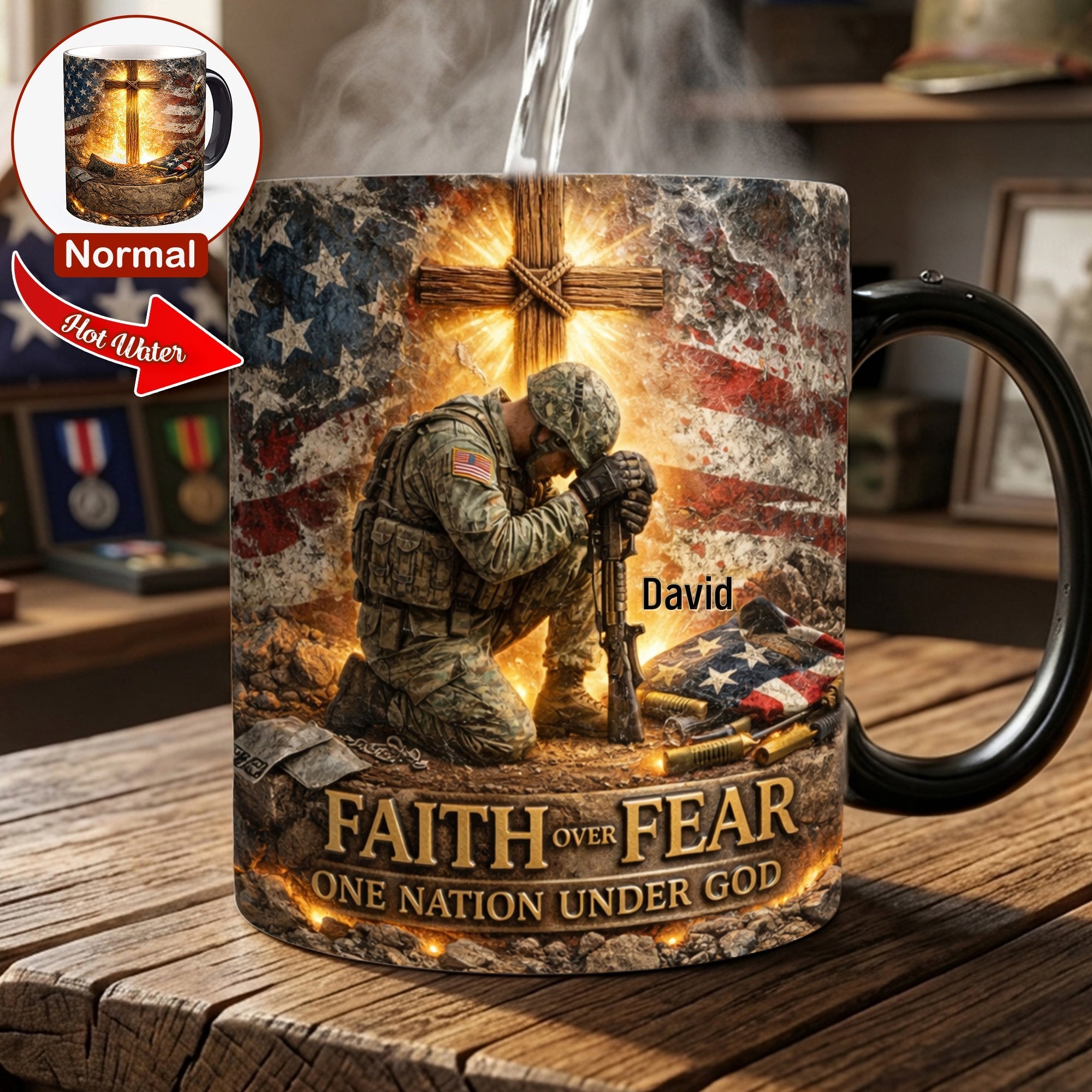 Faith Over Fear Magic Coffee Mug - Personalized Gifts for Veterans Coffee Mug PopCulturePrints