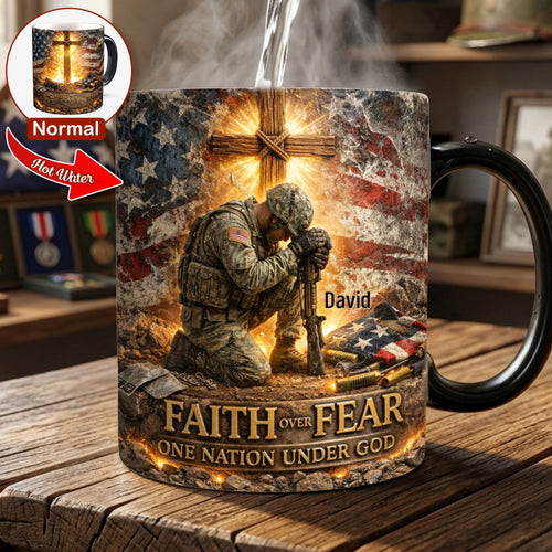 Faith Over Fear Magic Coffee Mug - Personalized Gifts for Veterans Coffee Mug PopCulturePrints