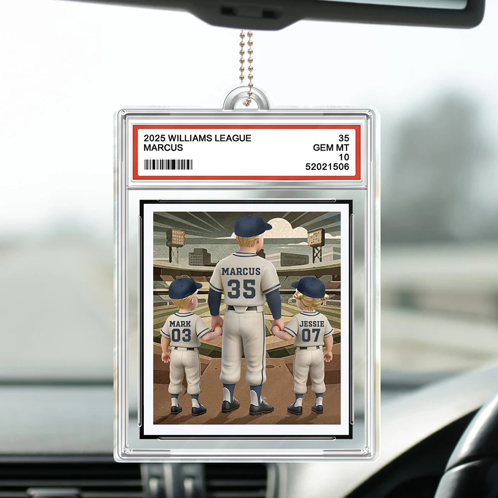 "Scoring You As Our Dad - A Home Run Gift!" - Personalized Acrylic Car Hanger for Dad, Grandpa & Sports Lovers Acrylic Car Hanger PopCulturePrints