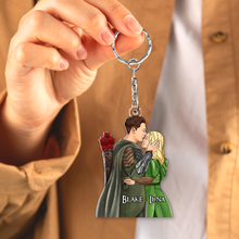 Load image into Gallery viewer, Personalized Hugging Couple Keychain - Customizable Couple Gift Keychains PopCulturePrints
