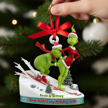 Load image into Gallery viewer, Your Butt&#39;s My Holiday Ride - Personalized Skiing Couple Christmas Ornament
