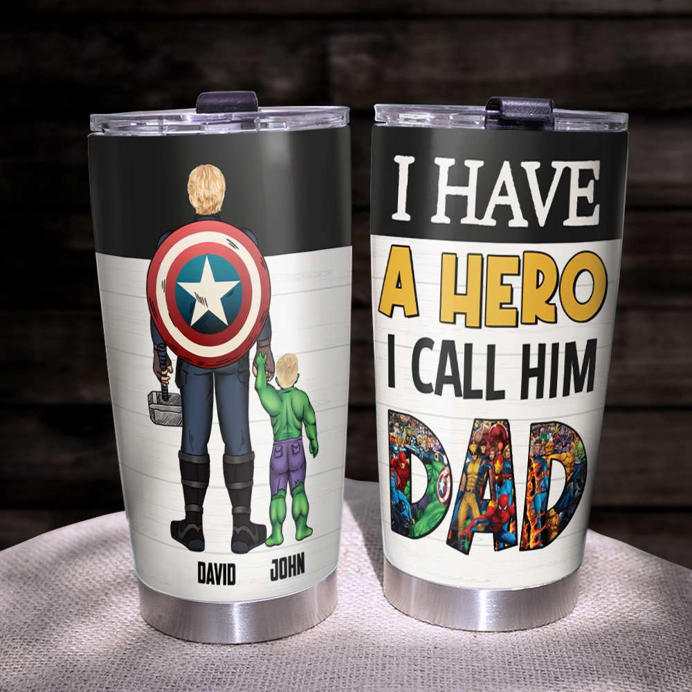 Custom Superhero Dad Tumbler - Personalized Gift Tumbler Cup PopCulturePrints