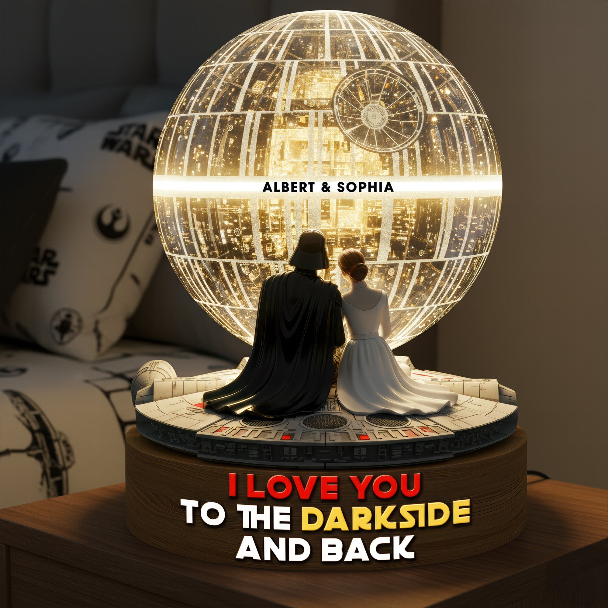 I Love You to the Darkside and Back - Cosmic Couple Acrylic Light Box Light Box PopCulturePrints
