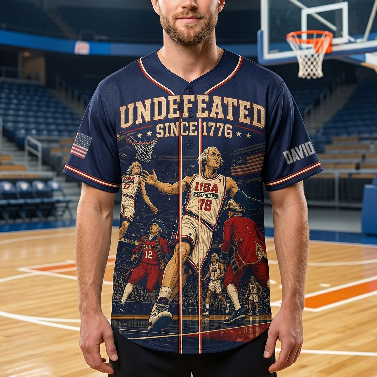 "Celebrate Freedom & Champions!" - USA 250th Anniversary Jersey - Personalized Gift for Basketball Lovers AOP Products PopCulturePrints