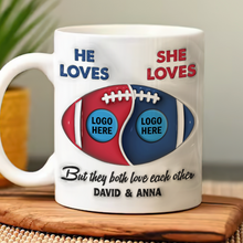 Load image into Gallery viewer, Personalized Football Coffee Mug for Couples | Unique Valentine&#39;s Day Gifts Coffee Mug PopCulturePrints
