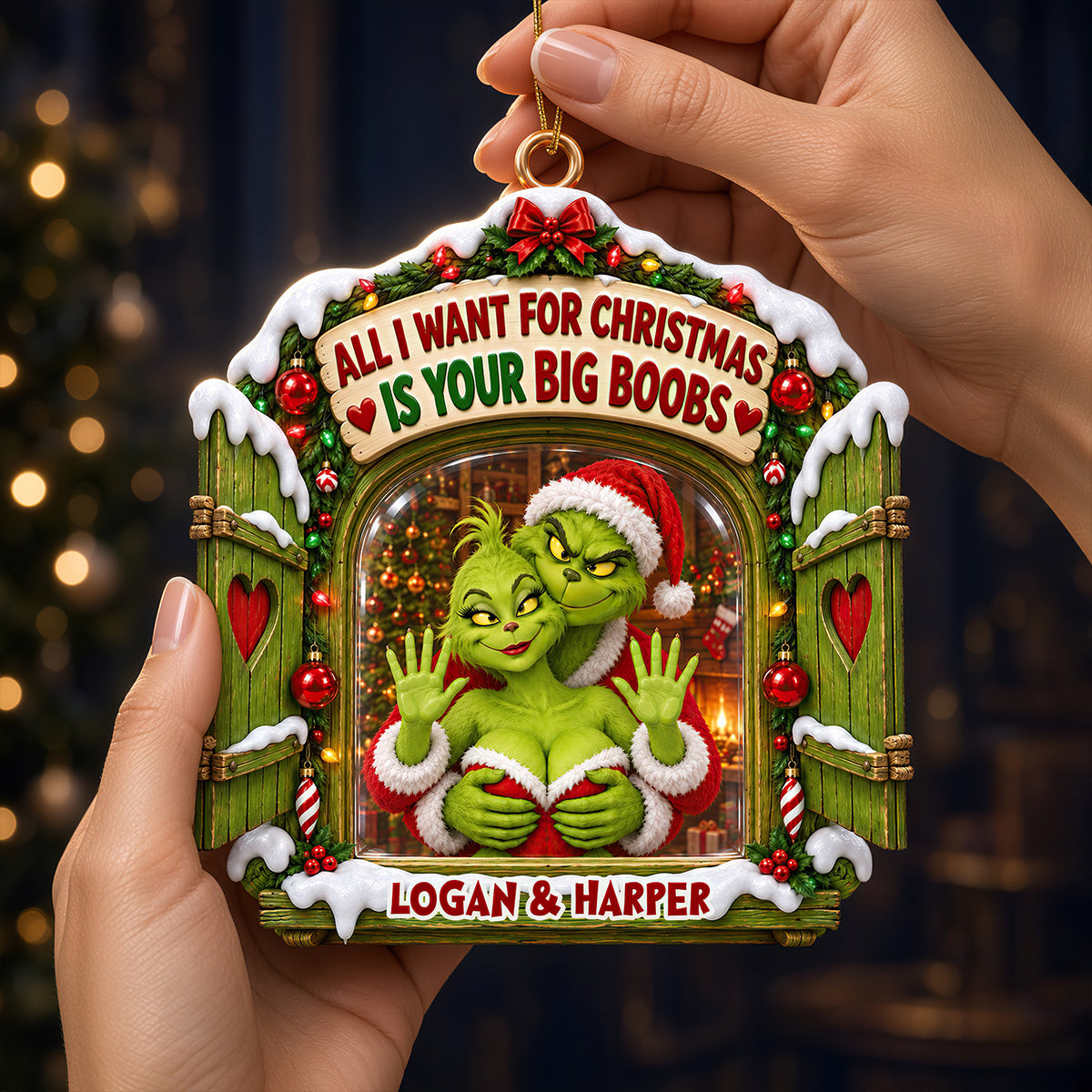 Cheeky Couple Holiday Ornament - Personalized Christmas Gifts For Couple 07ohdt071026 Ornament PopCulturePrints