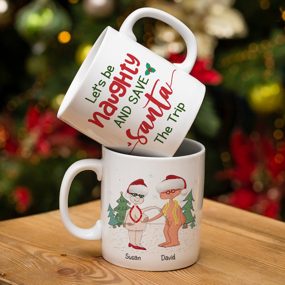 Personalized Funny Santa Couple Mug - Naughty Christmas Gift