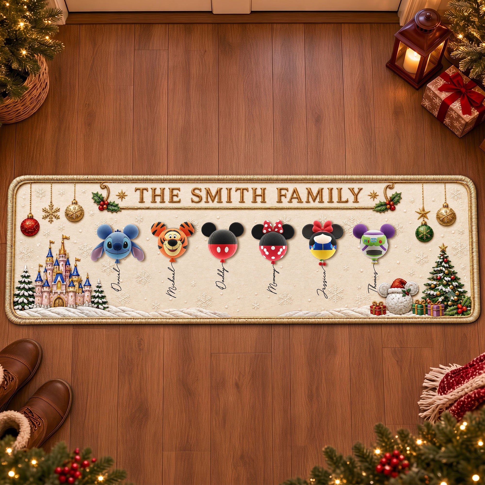 Celebrate Family Joy - Magical Balloon Family Runner Rug - Personalize for Unique Christmas Gifts