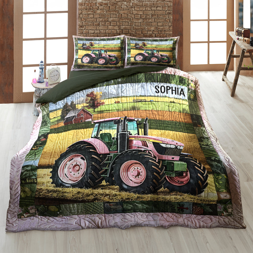 Personalized Tractor Quilt Bedding Set for Couples - Special Line 01KADT150125 Blanket PopCulturePrints
