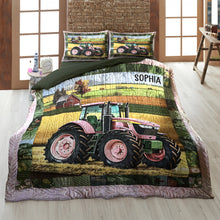 Load image into Gallery viewer, Personalized Tractor Quilt Bedding Set for Couples - Special Line 01KADT150125 Blanket PopCulturePrints
