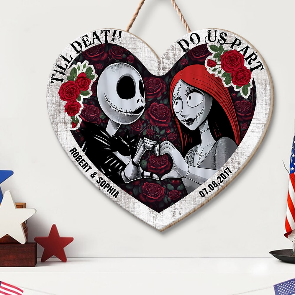 Personalized 'Till Death Do Us Part' Heart-Shaped Wood Sign - Unique Couple's Gift Wood Sign PopCulturePrints