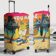 Load image into Gallery viewer, Customized Couple Luggage Cover - &#39;You Me and the Sea&#39; Luggage Covers PopCulturePrints
