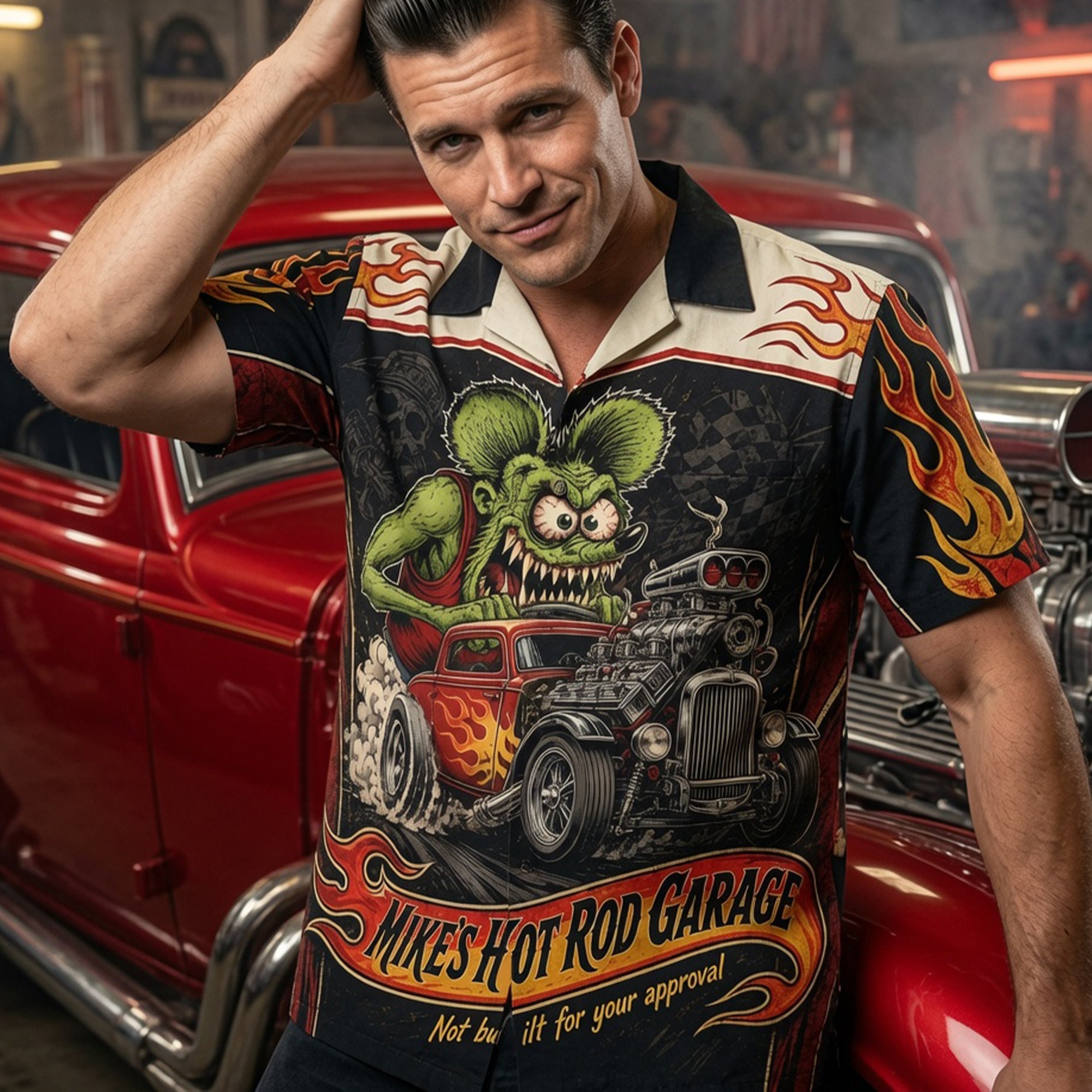 “Rev Up Your Style!” - Outstanding Hot Rod Hawaiian Shirt - Personalized Gift for Hot Rod Lovers