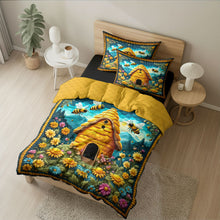 Load image into Gallery viewer, Personalized Bees Quilt Bed Set - Joyful Floral Design Blanket PopCulturePrints

