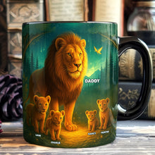 Load image into Gallery viewer, “A Lion&#39;s Love: Celebrate Dad with Custom Touch” - Lion Dad Coffee Mug, Personalized Gift for Dad, Grandpa, Father’s Day Coffee Mug PopCulturePrints
