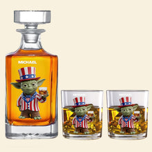 Load image into Gallery viewer, Celebrate Freedom: Personalized Independence Day Whiskey Decanter Set - Unique Gift for Dad, Grandpa &amp; More Whiskey Bottle PopCulturePrints
