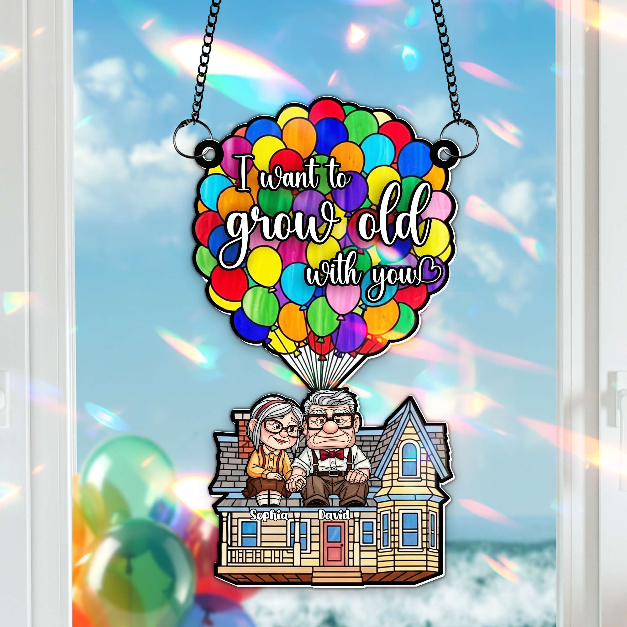 I Want to Grow Old with You - Love Bubble Suncatcher Ornament Ornament PopCulturePrints