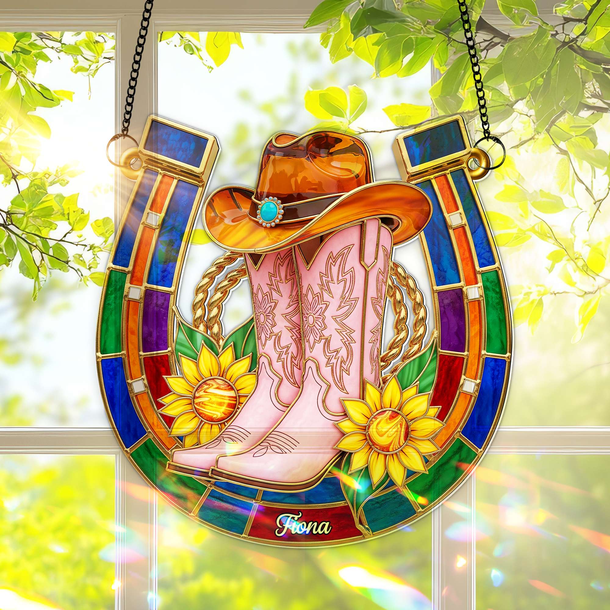 “Embrace Your Western Spirit” - Western Spirit Suncatcher Ornament, Personalized Gift for Cowgirls Ornament PopCulturePrints