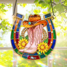 Load image into Gallery viewer, “Embrace Your Western Spirit” - Western Spirit Suncatcher Ornament, Personalized Gift for Cowgirls Ornament PopCulturePrints
