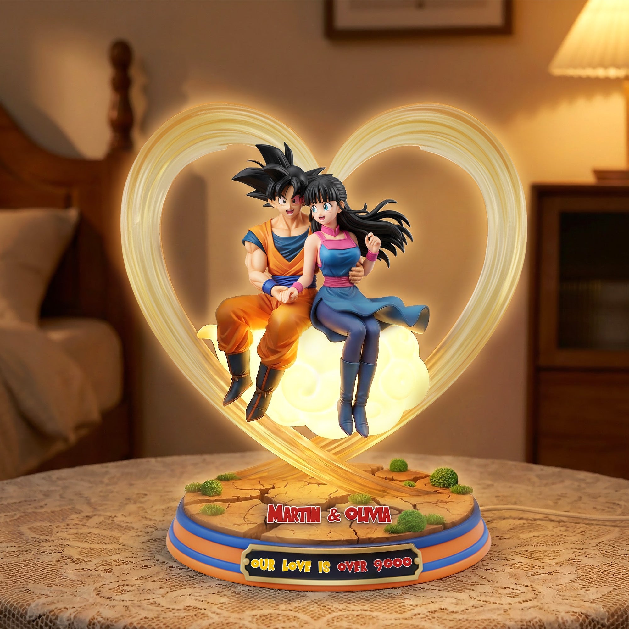 Our Love is Over 9000 - Romantic Couple Acrylic Light Box | Personalized Gifts for Couples Light Box PopCulturePrints