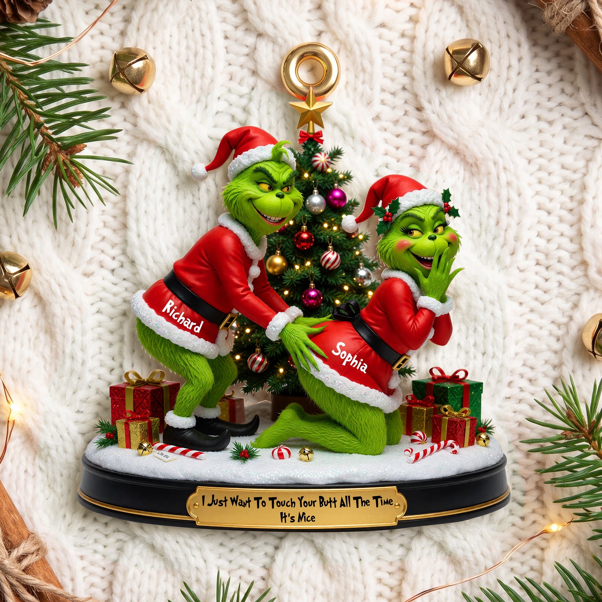 I Just Want To Touch Your Butt All The Time - Playful Touch Couple Ornament - Personalized Gift for Couples Ornament PopCulturePrints