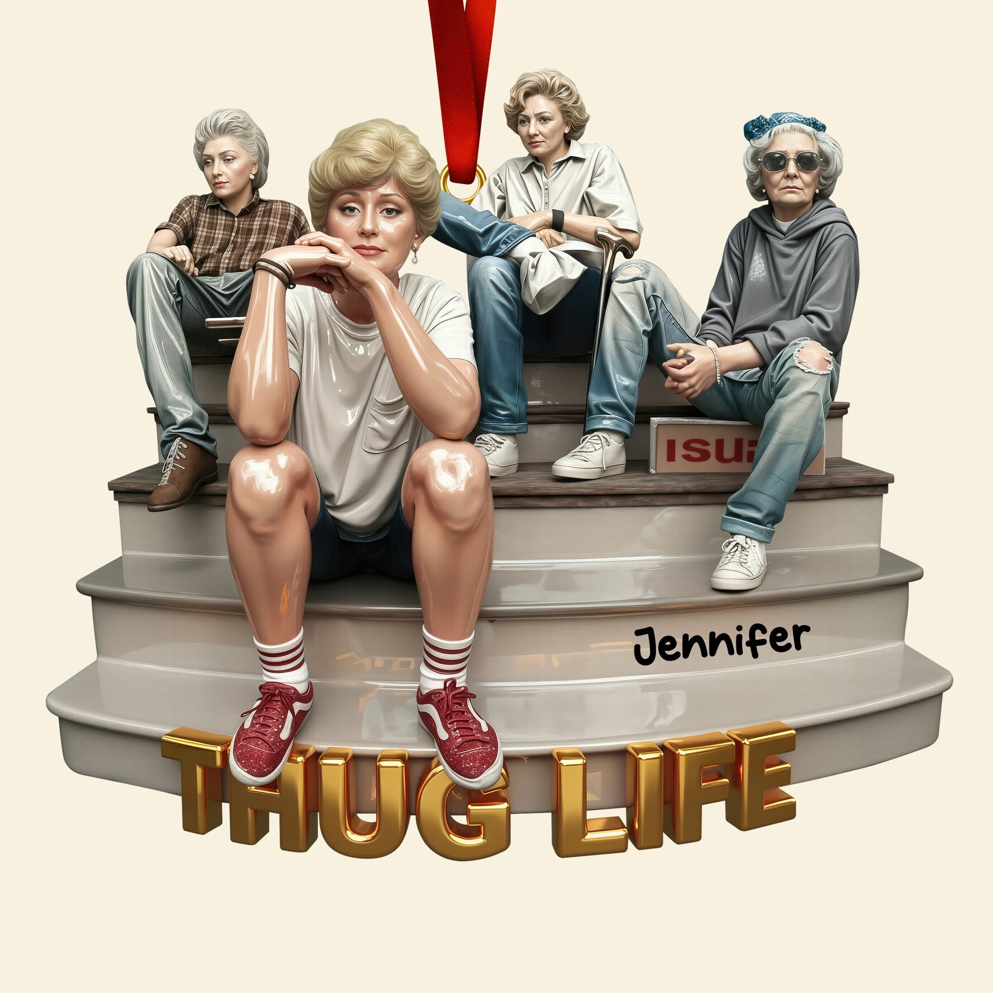 “Life's Too Short to be Serious” - Funny Friends Ornament, Personalized Christmas Gift Ornament PopCulturePrints