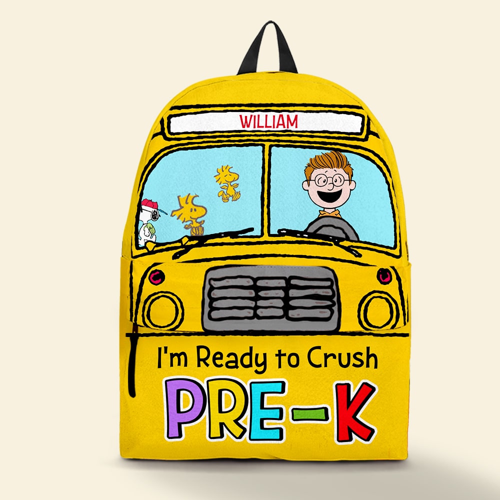 Personalized Kids' School Bus Backpack - Custom Name Pre-K Design