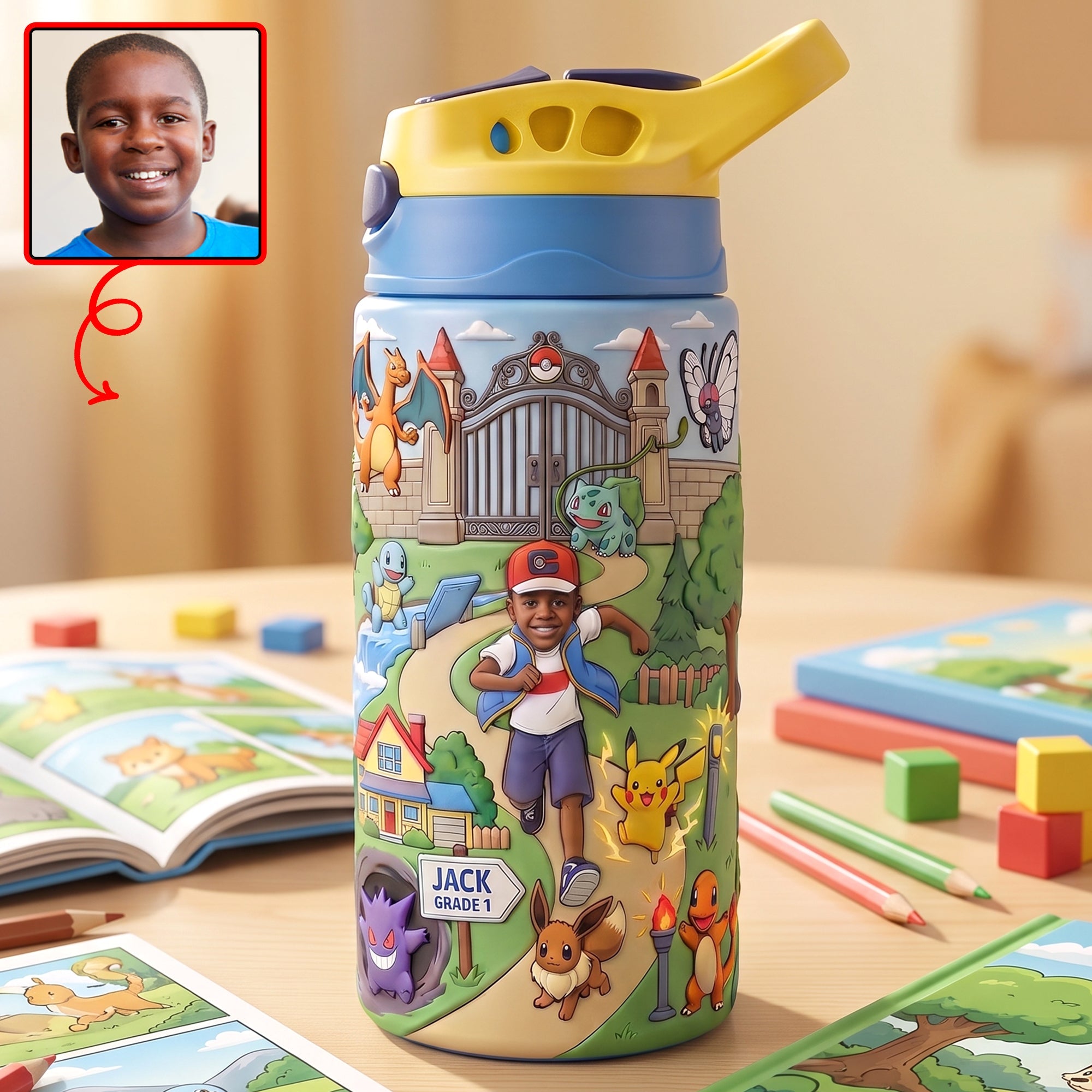 "Capture the Adventure!" - Cute Creature Kid Tumbler - Personalized Custom Photo Gift for Kids