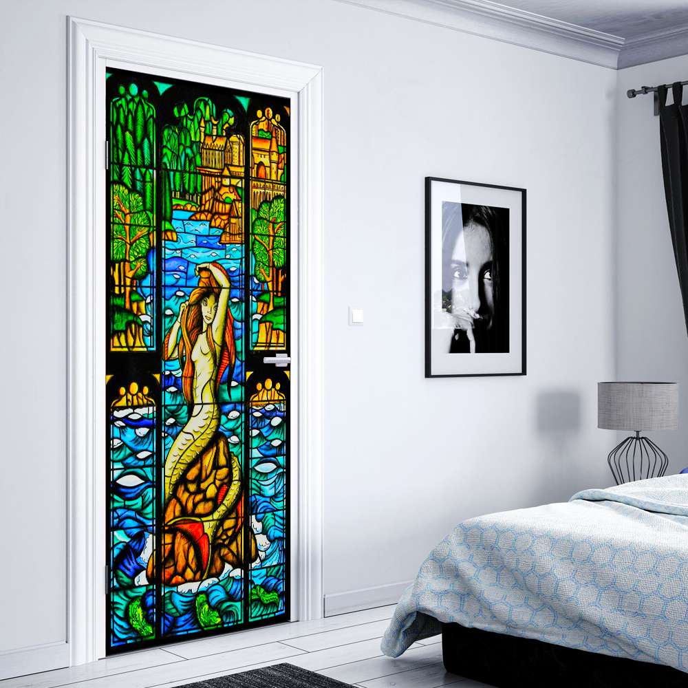 Mermaid Stained Glass Door Cover - Perfect Gift for Movie Fans and Bookworms