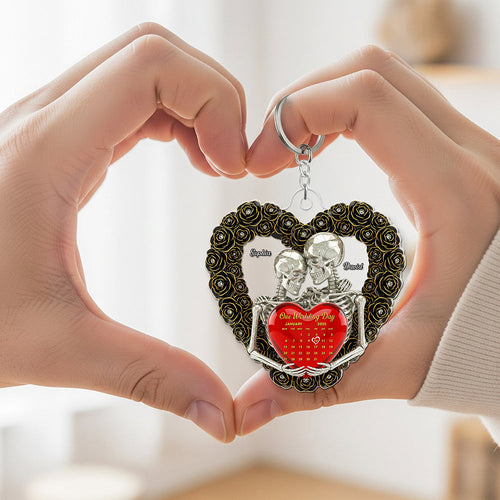 “Together Forever” - Skull Couple Keychain - Personalized Gift for Couples Keychains PopCulturePrints