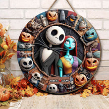 Load image into Gallery viewer, Custom Halloween Couple Wood Sign - Spooky Personalized Decor
