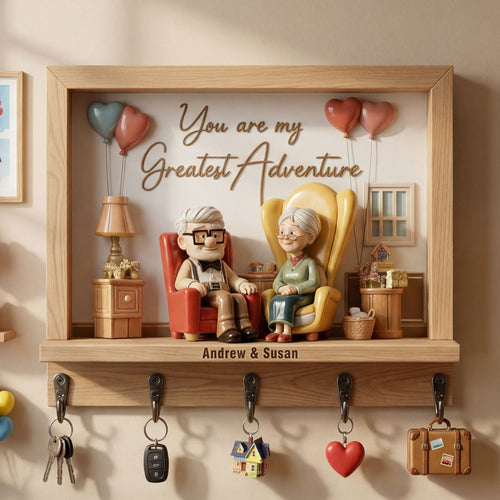 You Are My Greatest Adventure - Personalized Wood Key Hanger for Couples Wood Sign PopCulturePrints