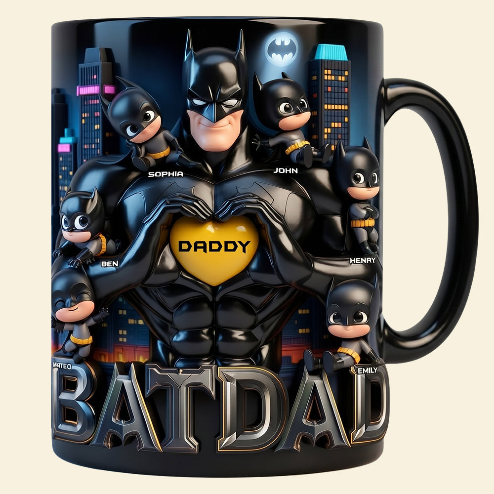 "Be Your Child’s Hero!" - Custom Strong Dad and Kids Magic Coffee Mug - Unique Gift for Dad, Grandpa, and More Coffee Mug PopCulturePrints