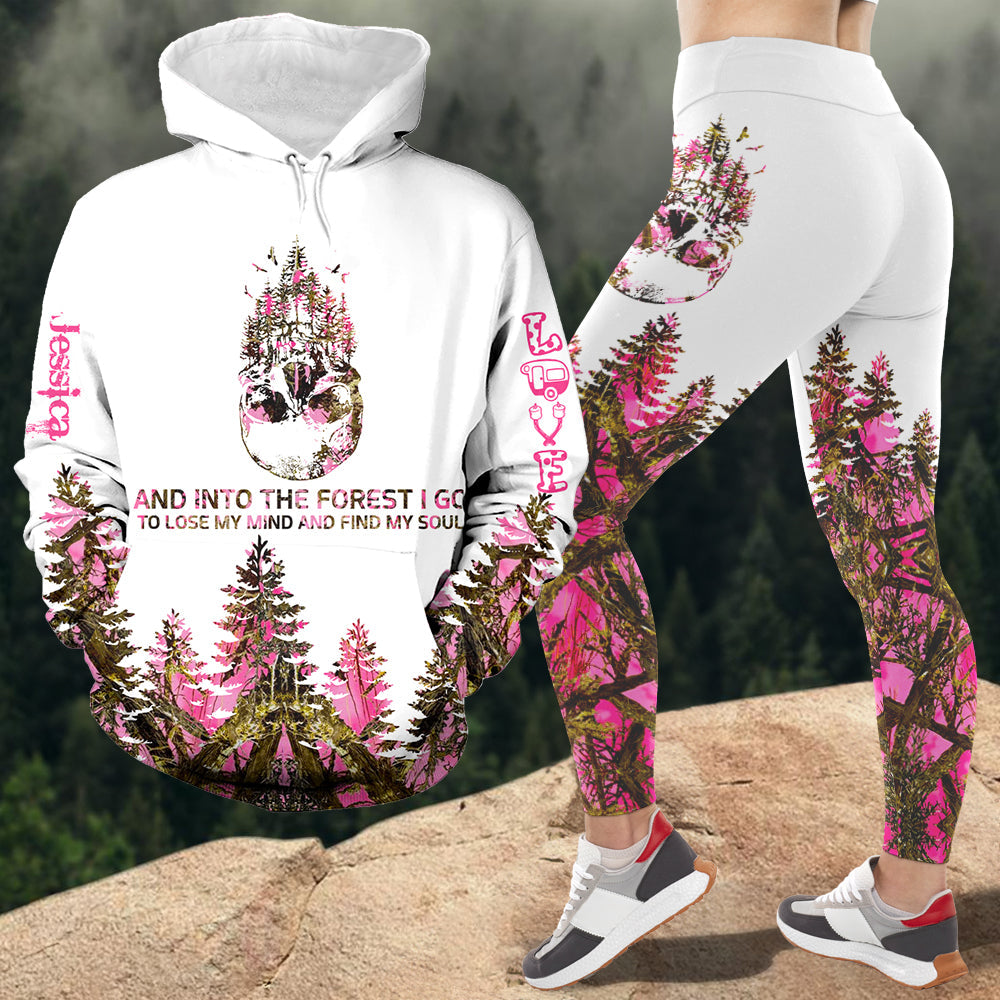 Custom Camping Girl Hoodie & Leggings Set - Forest Adventure Design