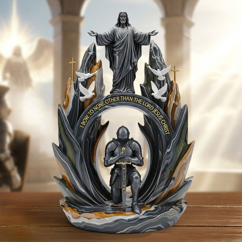 Kneeling Knight Plaque - A Personalized Gift for Jesus Lovers Shaped Plaques PopCulturePrints