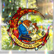 Load image into Gallery viewer, &quot;A Tale As Old As Time&quot; - Personalized Fairytale Couple Suncatcher Ornament - Unique Gift for Couples, Anniversaries, and Special Occasions Ornament PopCulturePrints
