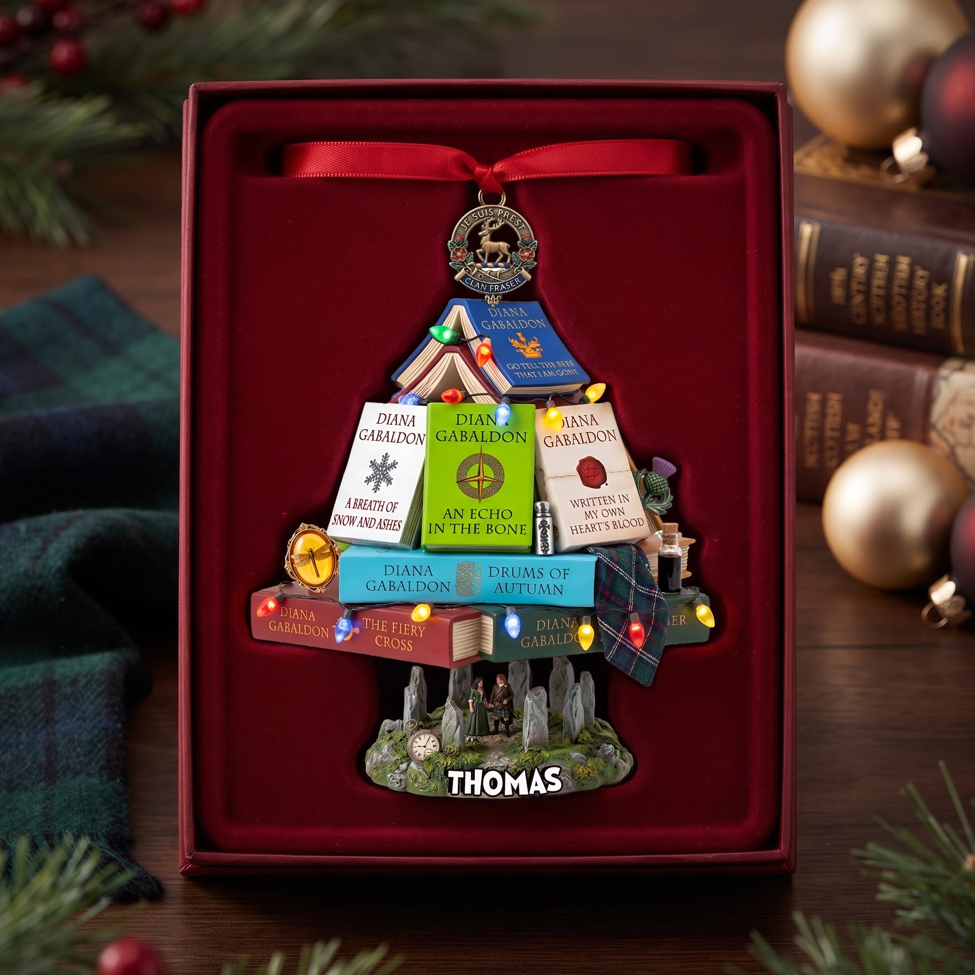 Personalized Book Stack Ornament - Perfect Gift for Novel Fans