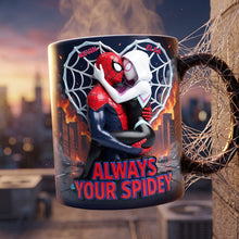 Load image into Gallery viewer, “Always Your Spidey” - Personalized Kissing Couple Magic Coffee Mug - Unique Gift for Couples, Lovers, and Spider-Man Fans
