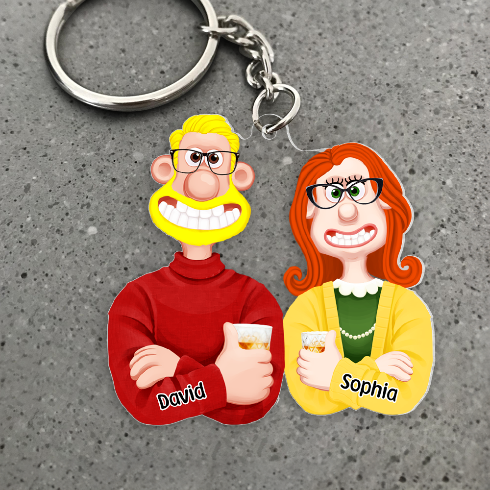 Custom Cartoon Couple Keychain - Personalized Gift