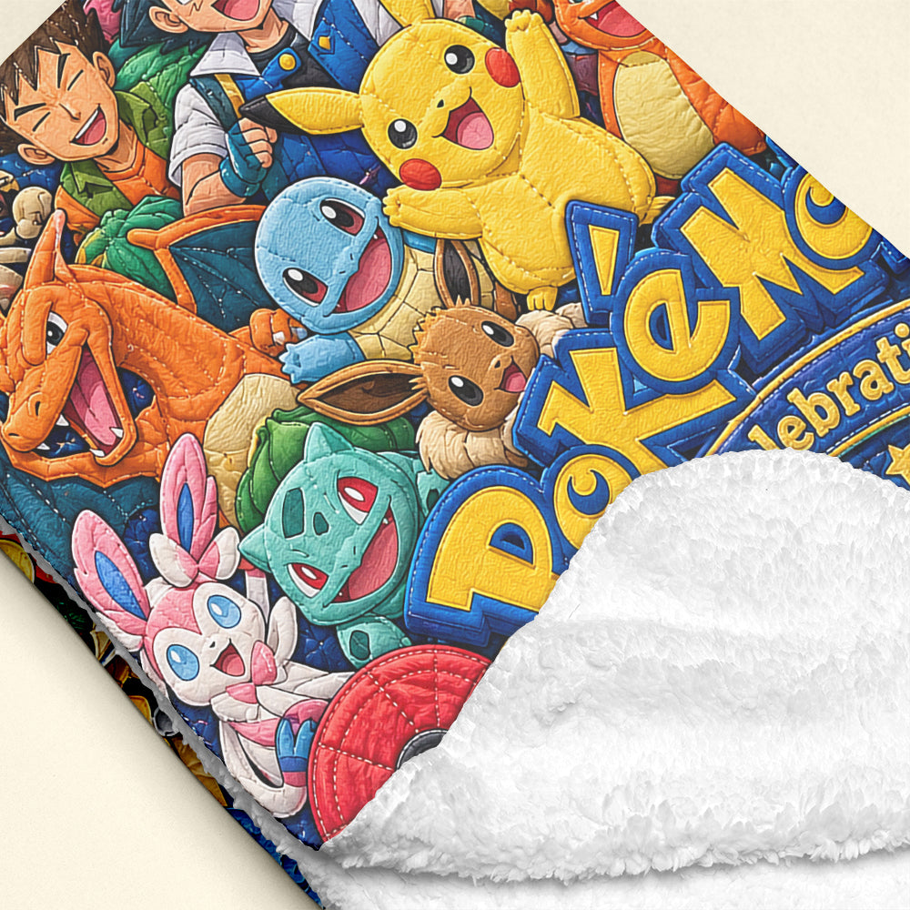 Celebrate 30 Years of Adventure: Pokémon 30th Milestone Collector Blanket - Personalized Gift for Fans Blanket PopCulturePrints