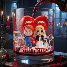 Load image into Gallery viewer, Better Together Whiskey Glass - Personalized Gift for Couples Who Adore Horror Glass PopCulturePrints
