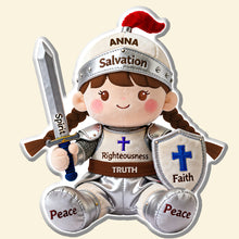 Load image into Gallery viewer, Empower Your Faith: Personalized Christian Knight Shaped Pillow - Custom Gift for Kids, Baptism, or Any Special Occasion Pillow PopCulturePrints
