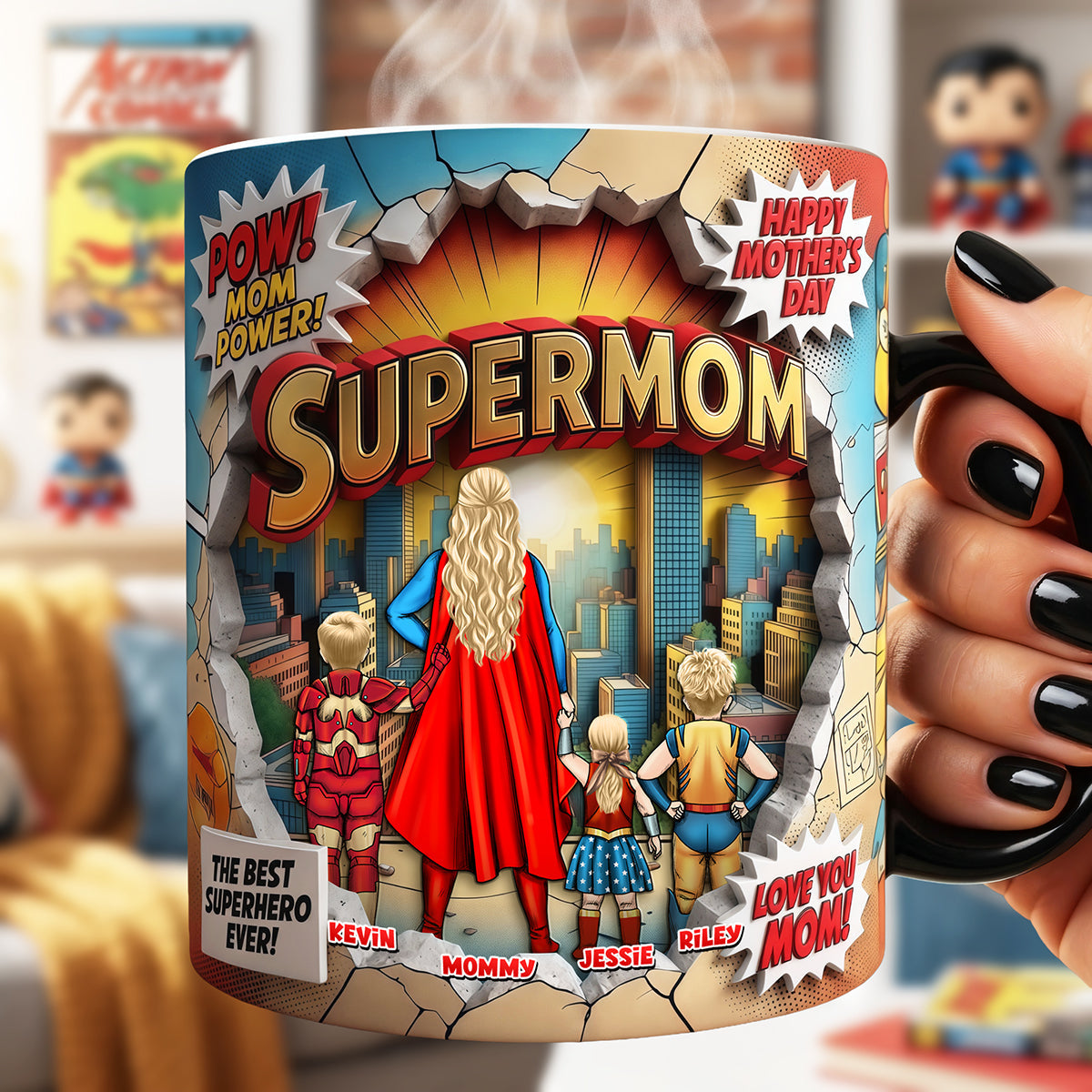 Supermom - The Best Superhero Ever! - Personalized Coffee Mug for Mom Coffee Mug PopCulturePrints