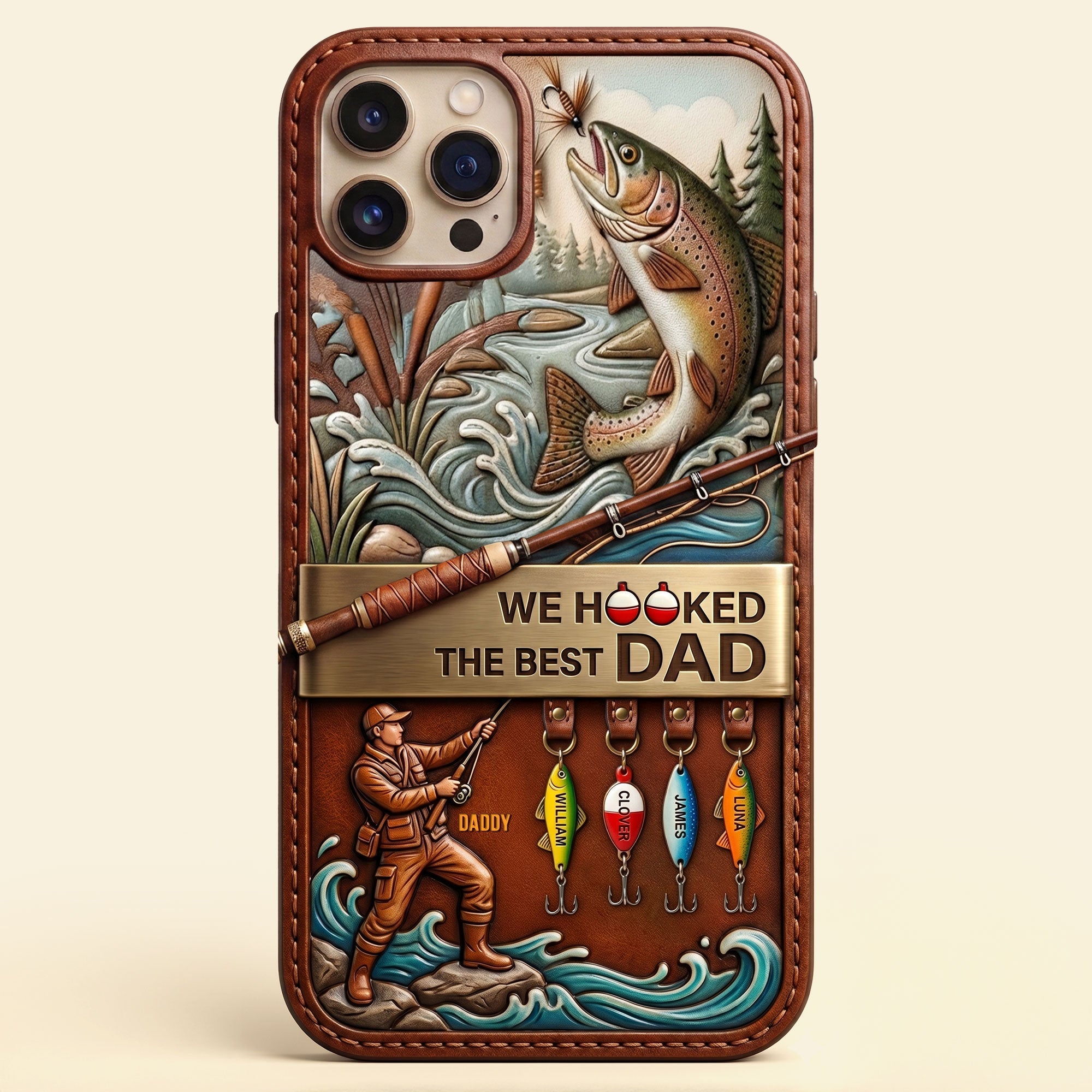 We Hooked The Best Dad - Personalized Reel Cool Fishing Dad Phone Case Phone Case PopCulturePrints